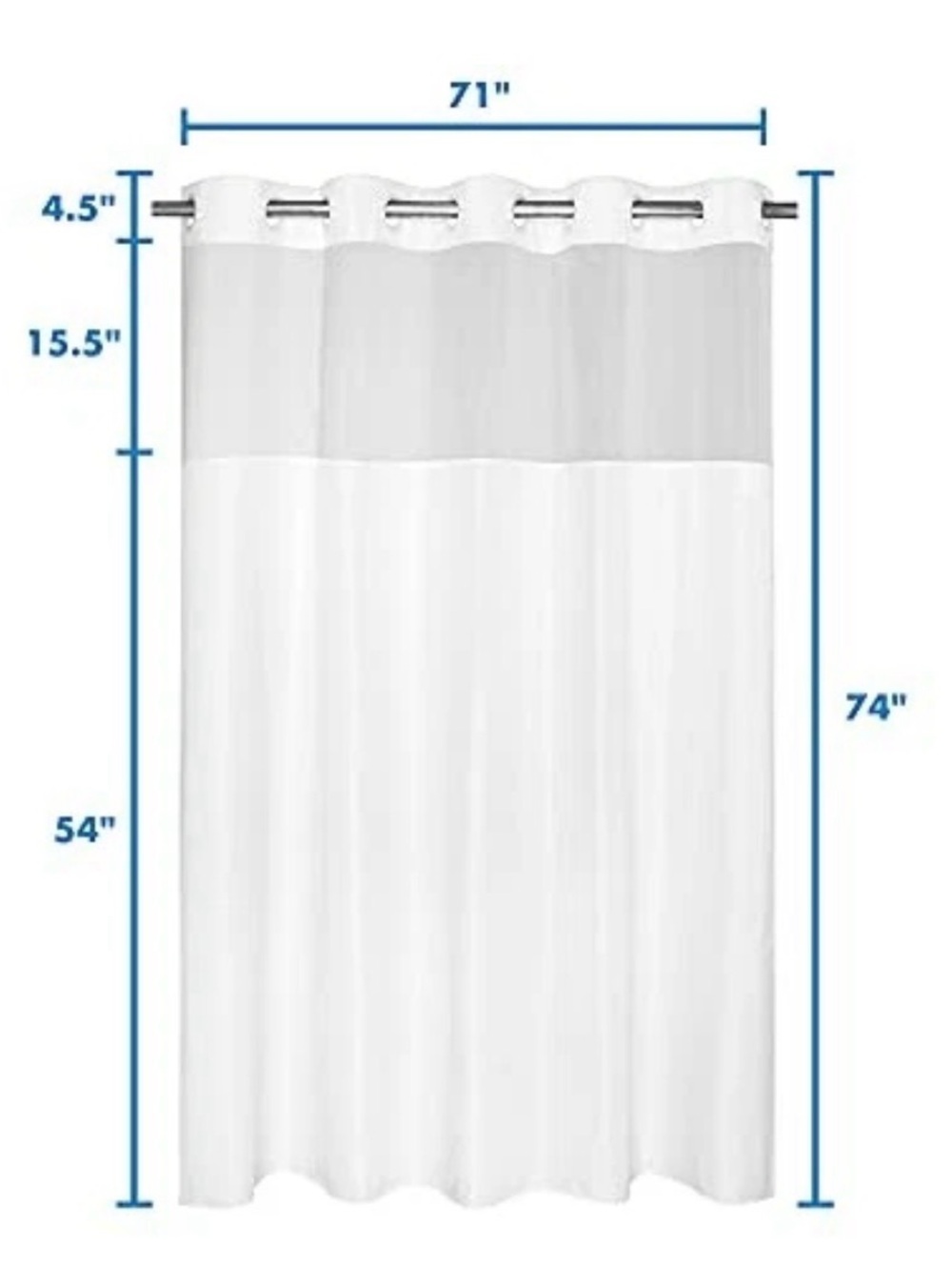 No Hooks Needed White Shower Curtain – Classic Water-Resistant Bathroom Curtain - Picture 4 of 4